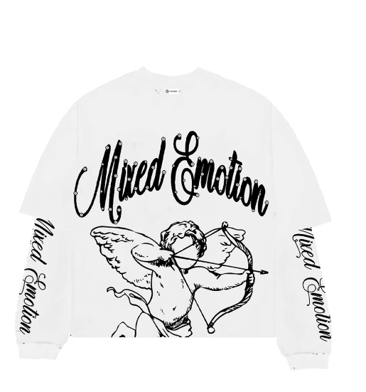 MIXED EMOTION T-Shirt - “Blurâ€?Thermal Long Sleeve-WHITE