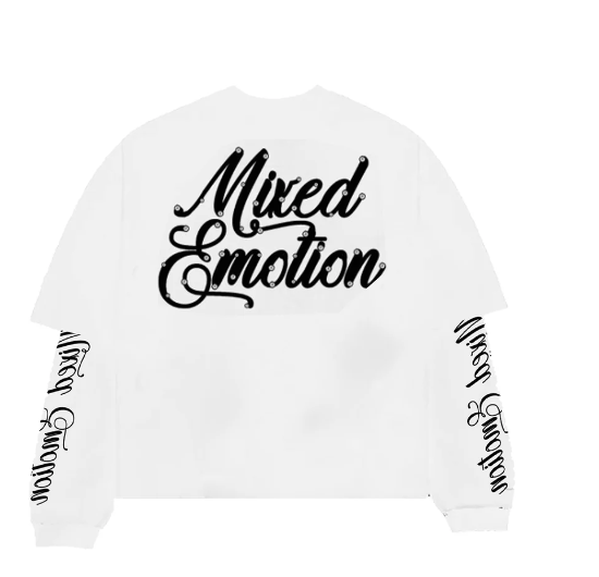 MIXED EMOTION T-Shirt - “Blurâ€?Thermal Long Sleeve-WHITE