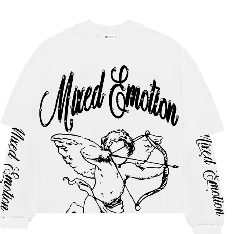 MIXED EMOTION T-Shirt - “Blurâ€?Thermal Long Sleeve-WHITE