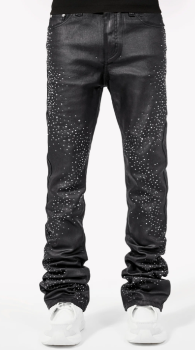 Guapi Jeans - ALL BLACK STARRY SKY WAXED DENIM - 398ABSSWD28