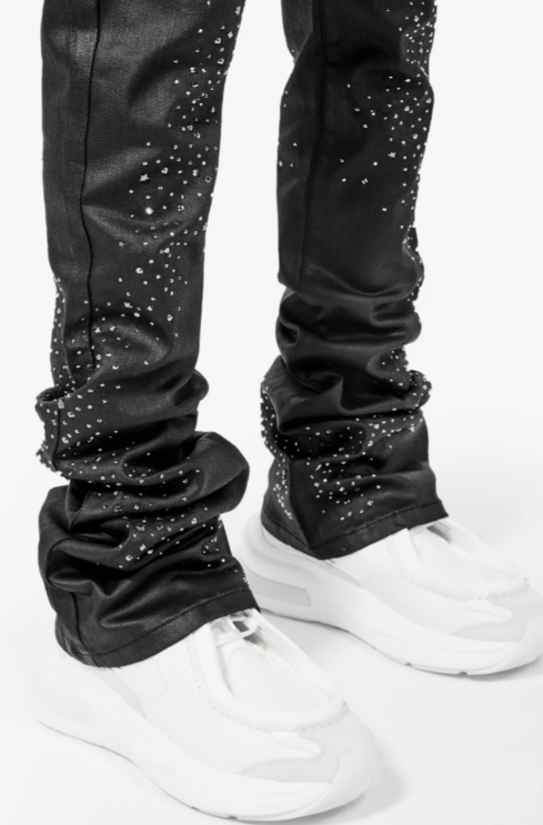 Guapi Jeans - ALL BLACK STARRY SKY WAXED DENIM - 398ABSSWD28