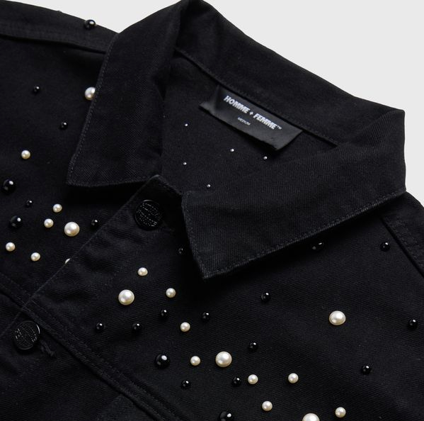 Homme+Femme Jacket - Pearl Denim Jacket - Black  - HFFW202454-2