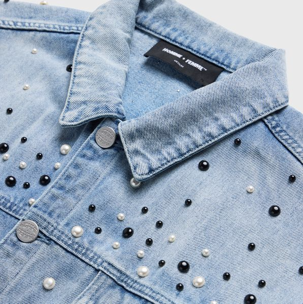 Homme+Femme Jacket - Pearl Denim Jacket - Blue - HFFW202454-1