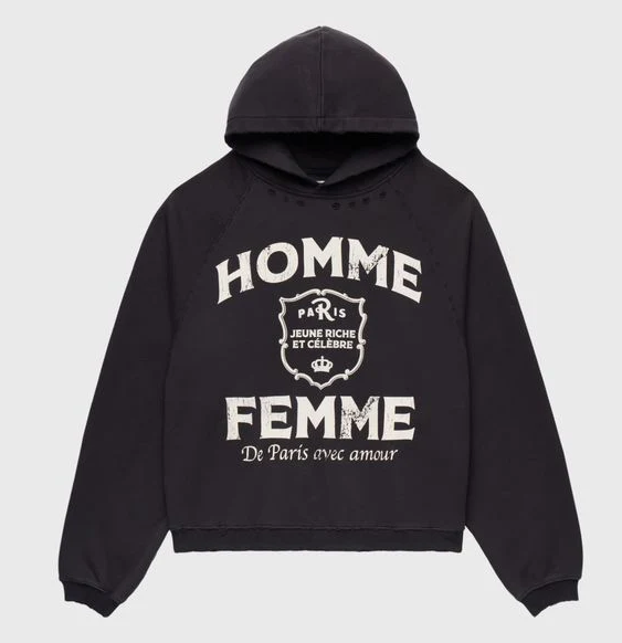 Homme+Femme Hoodie - Amour Hoodie - Black - HFFW202138-1