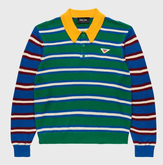 Homme+Femme T-Shirt - Classic Striped knit Polo - Green\Blue - HFFW202439-2