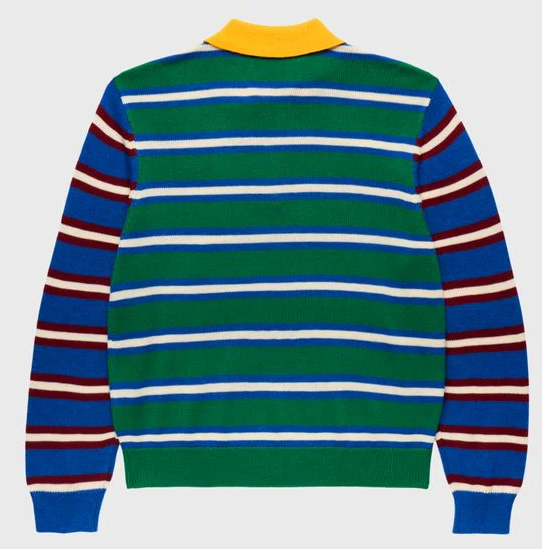 Homme+Femme T-Shirt - Classic Striped knit Polo - Green\Blue - HFFW202439-2