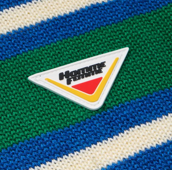 Homme+Femme T-Shirt - Classic Striped knit Polo - Green\Blue - HFFW202439-2