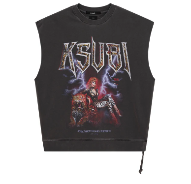 Ksubi T-Shirt - Kingdon Slash Crew - Faded Black - MSP25FL008