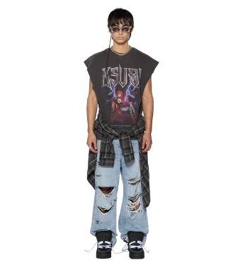 Ksubi T-Shirt - Kingdon Slash Crew - Faded Black - MSP25FL008