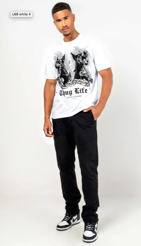 Louis Vendome T-Shirt - Angry Dogs Thug Life - White  - LV69