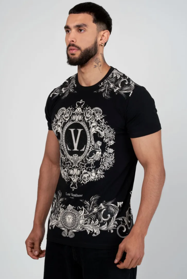 Louis Vendome T-Shirt - Baroque Inspiration - Black - LV-72