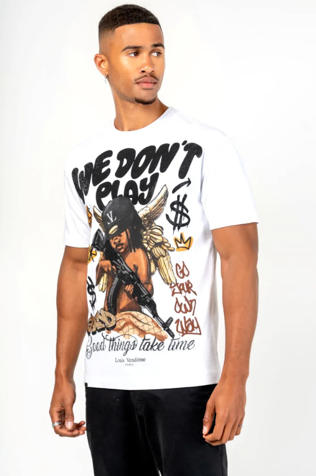 Louis Vendome T-Shirt - We Don't Play - White - LV-75
