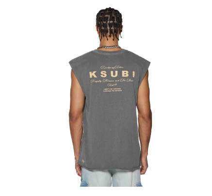 Ksubi T-Shirt - Lock Cut Off Tee - Charcoal  - MSP25TA001