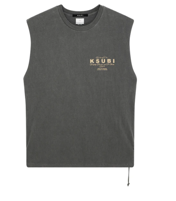 Ksubi T-Shirt - Lock Cut Off Tee - Charcoal  - MSP25TA001