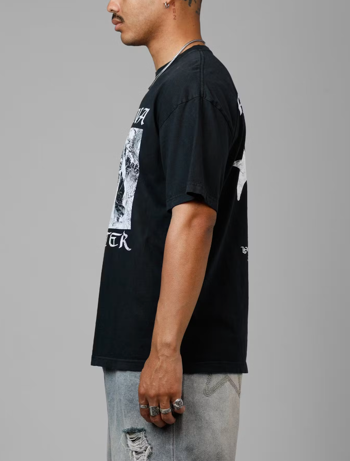 Loiter T-Shirt - Katana Vintage Tee - Black Acid Wash - 02053555B017S