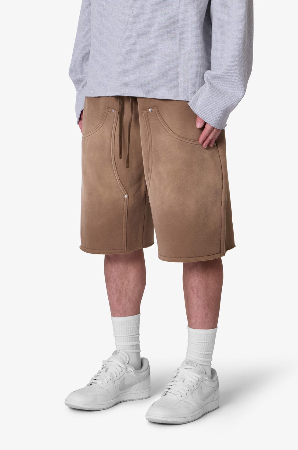MNML Shorts - West Double Knee Sweatshorts - Tan - M2024-Y879T