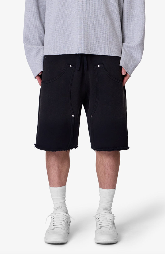 MNML Shorts - West Double Knee Sweatshorts - Washed Black - M2024-Y879WB