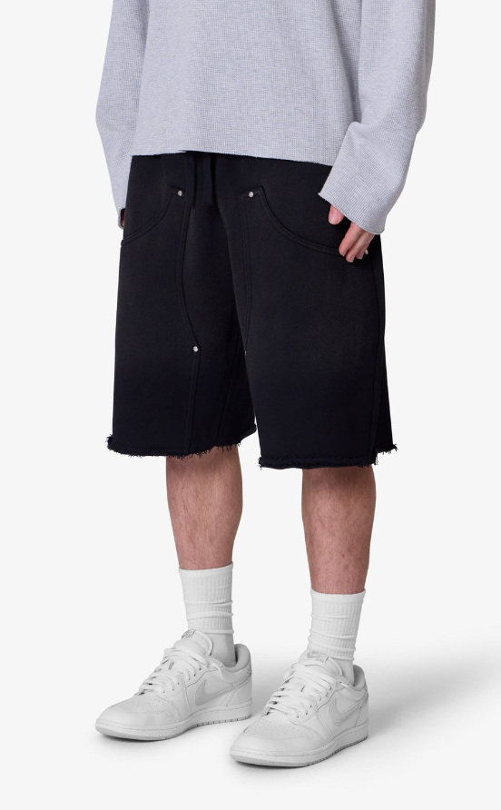 MNML Shorts - West Double Knee Sweatshorts - Washed Black - M2024-Y879WB