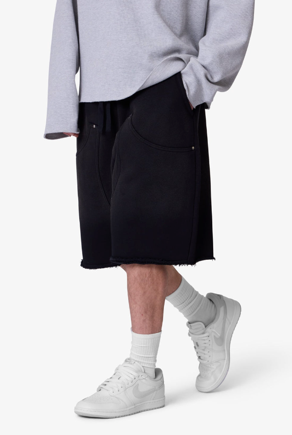 MNML Shorts - West Double Knee Sweatshorts - Washed Black - M2024-Y879WB