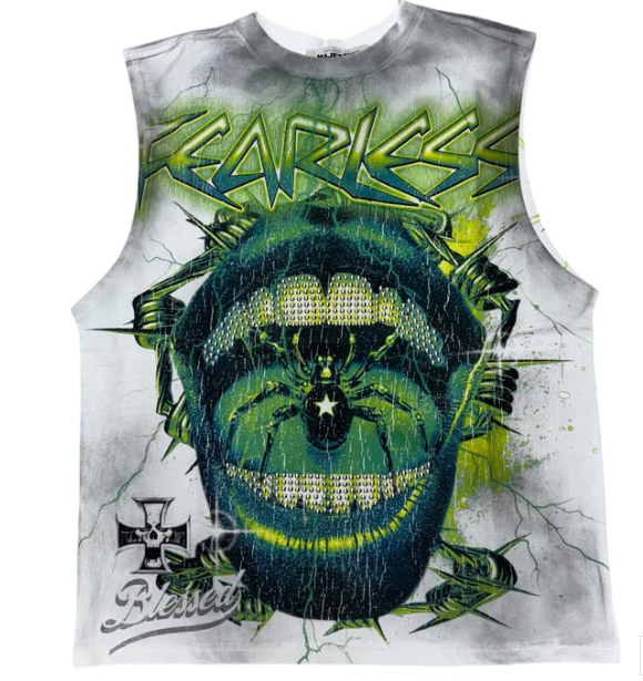 Majestik Shirt - Men's Spider Garment Dyed Muscle Tees - Light Grey - TE2537