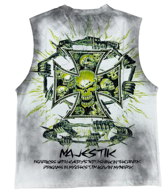Majestik Shirt - Men's Spider Garment Dyed Muscle Tees - Light Grey - TE2537