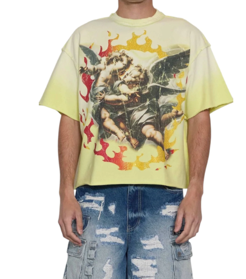 First Row T-Shirt - Eternal Myths Angelic Revelation Crop  - Yellow  - FRM3015A