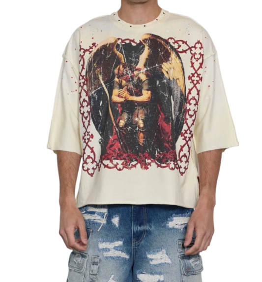 First Row T-Shirt - Eternal Myths Angel Knight Crop - Cream - FRM1007A