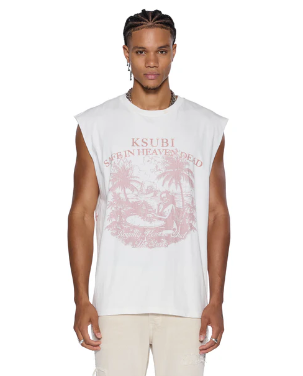 Ksubi T-Shirt - Paradiso Cut Off Tee - Vintage White - MPF25TA002