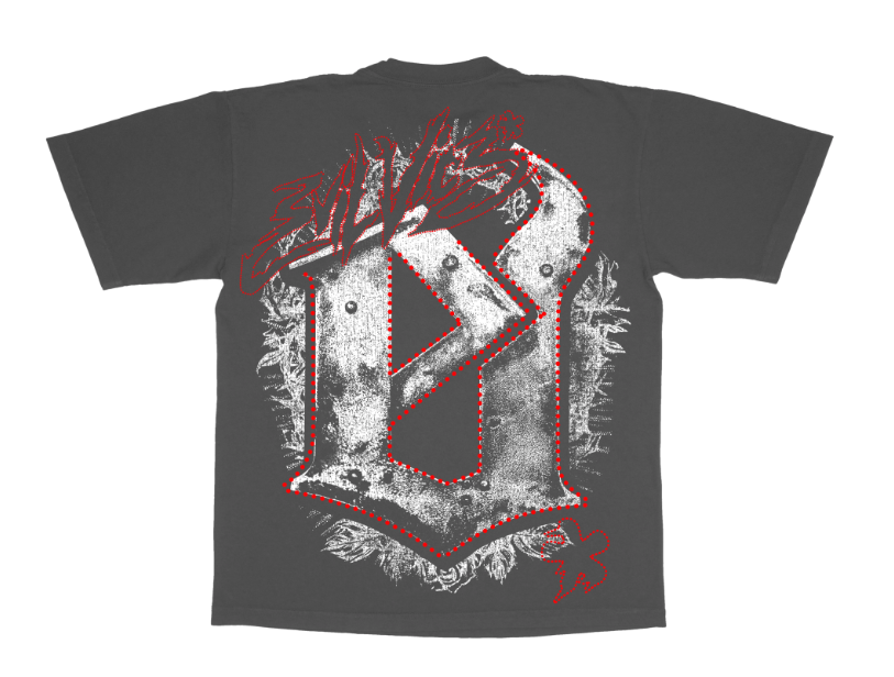 Evil Vice T-Shirt - Thorn Skull - Grey - EVTSTSG3