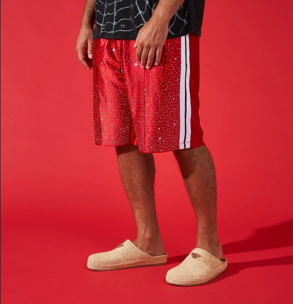 Duaa Shorts - Flourish Red Stone Track Short - Red