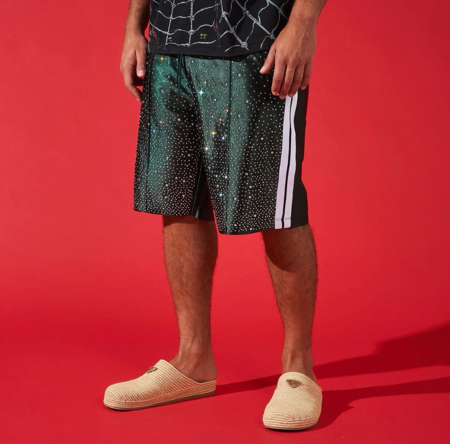 Duaa Shorts - Focus Green Stone Track Short - Green