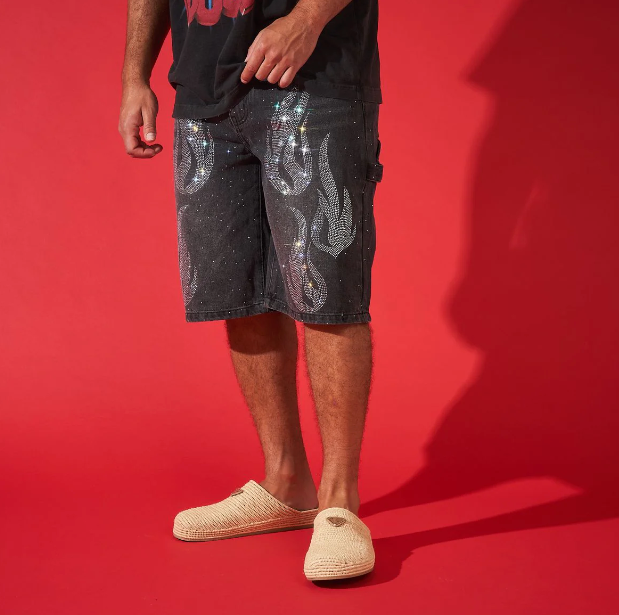 Duaa Shorts - Thriving Flame Stone Denim Short - Black