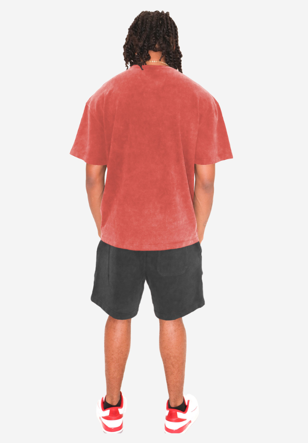 G West T-Shirt - Rhinestones Le Mans France Regular Tee - Red Acid Wash Yellow - RHAPTFG9262