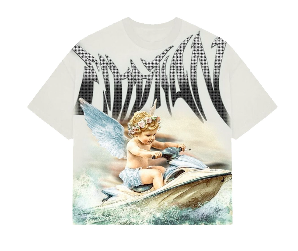 Mixed Emotion T-Shirt - Jetski Rhiestone Tee - Cream