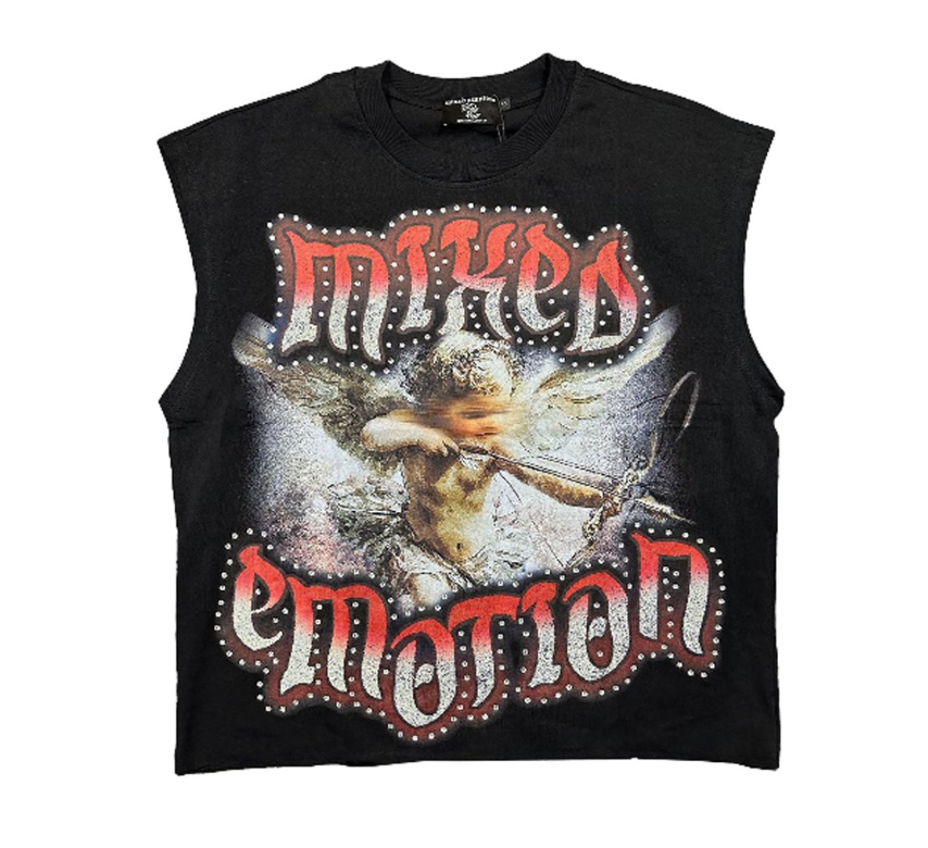 Mixed Emotion T-Shirt - Angel Sleeveless Tee - Black