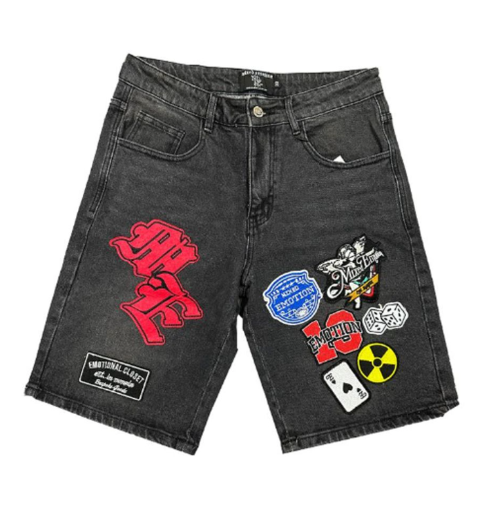 Mixed Emotion Shorts - Danger Patch Shorts - Black