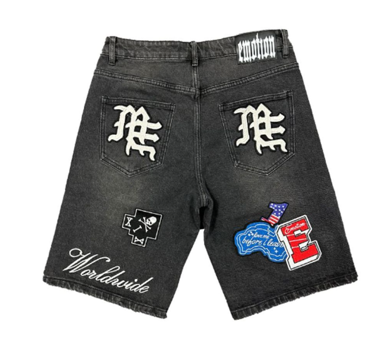 Mixed Emotion Shorts - Danger Patch Shorts - Black
