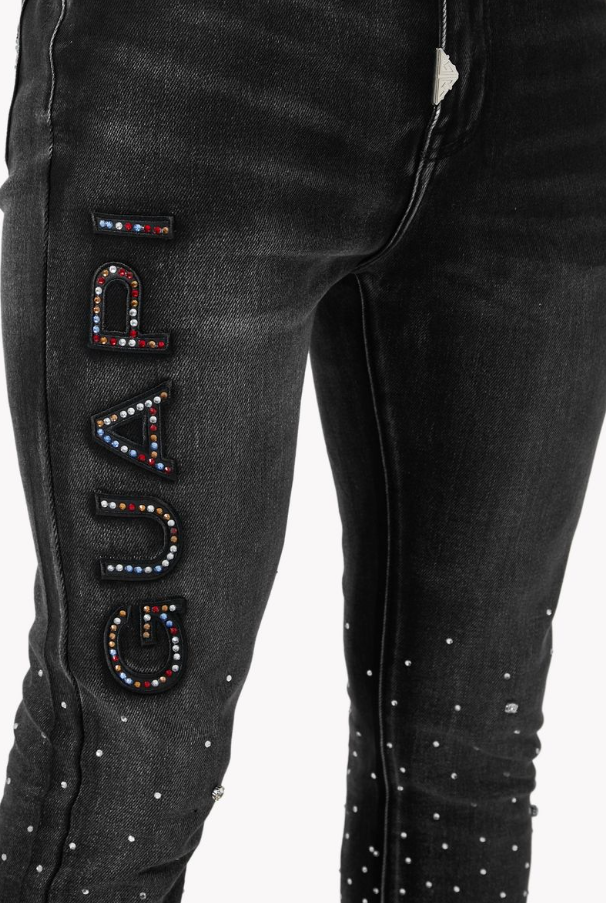 Guapi Jeans - Iron Grey Embellished Denim - Grey - 564IGED28