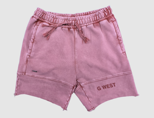 G West Shorts - Rhinestone 777 Short - Pink Acid Wash - GWJMSHT2038