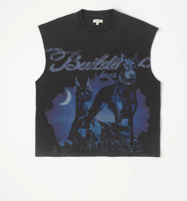 BLDG4. T-Shirt - Iron Sleeveless Knit - Charcoal Art - C51-4304