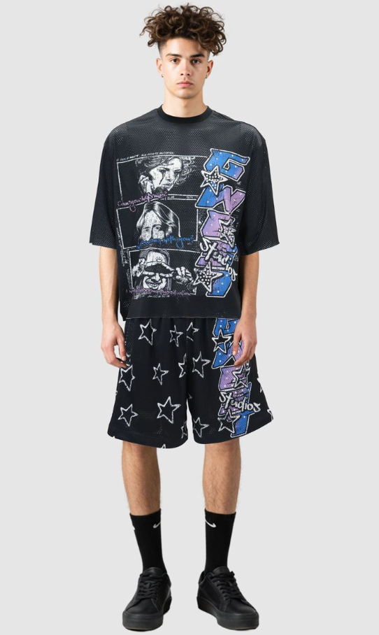 G West - Short Set - Help Me - Black\White\Multi - GWRMSB5002