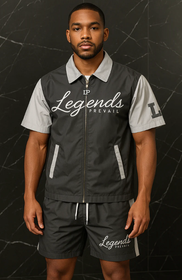 Legends Prevail - Short Set - Wind Breaker - Grey\Black