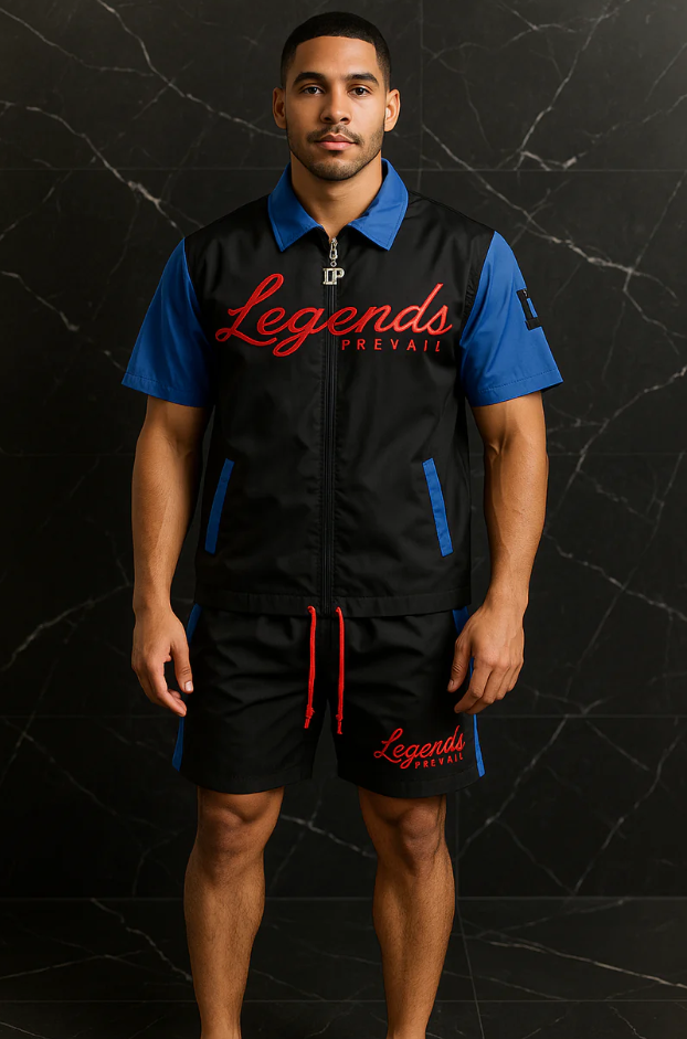 Legends Prevail - Short Set - Wind Breaker - Black\Blue