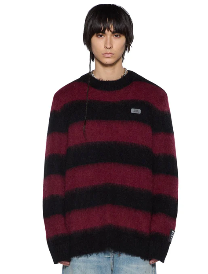 Ksubi Sweater - Rugged Mohair Knit Crewneck Ox - Multi - MFA25KW001