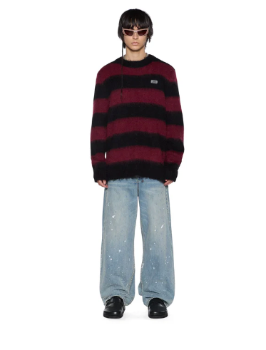 Ksubi Sweater - Rugged Mohair Knit Crewneck Ox - Multi - MFA25KW001