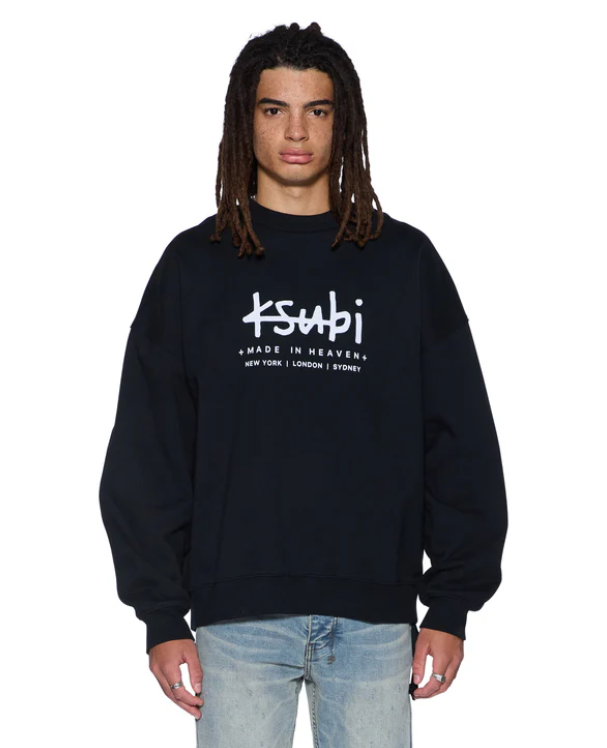 Ksubi Sweater - Plated Ekcess Crewneck - Jet Black - MFA25FL011