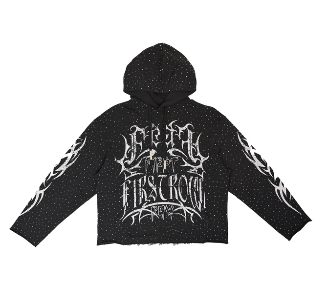 First Row Hoodie - Y2K Tribal All Over Stud - Grey - FRF2507A