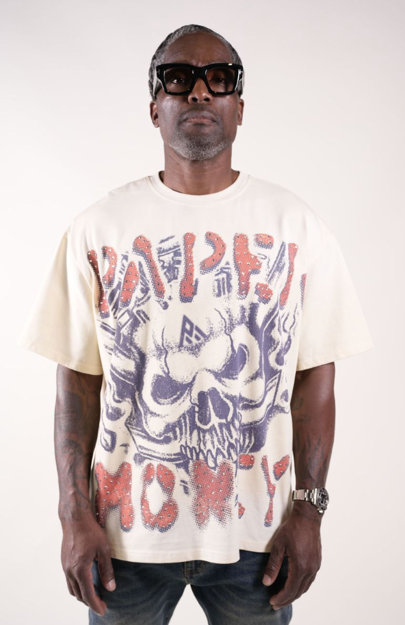 Paper Money T-Shirt - RAGS Rhinestone - Bone - BH3015