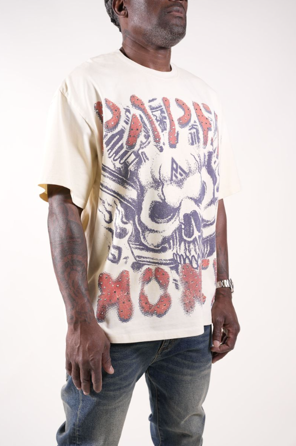 Paper Money T-Shirt - RAGS Rhinestone - Bone - BH3015
