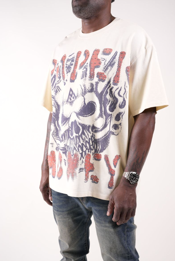 Paper Money T-Shirt - RAGS Rhinestone - Bone - BH3015